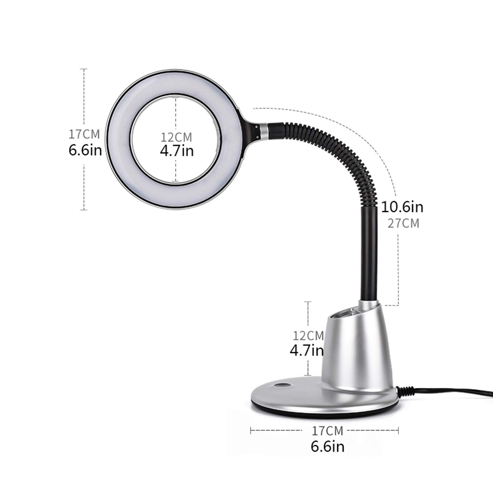 Lámpara Escritorio LED Lámpara de escritorio LED con 3 niveles de brillo de nivel 9W Enchufe luces de lectura, lámpara de escritorio anticuada para lectura, estudio y oficina (gris / plata) Flexo de E