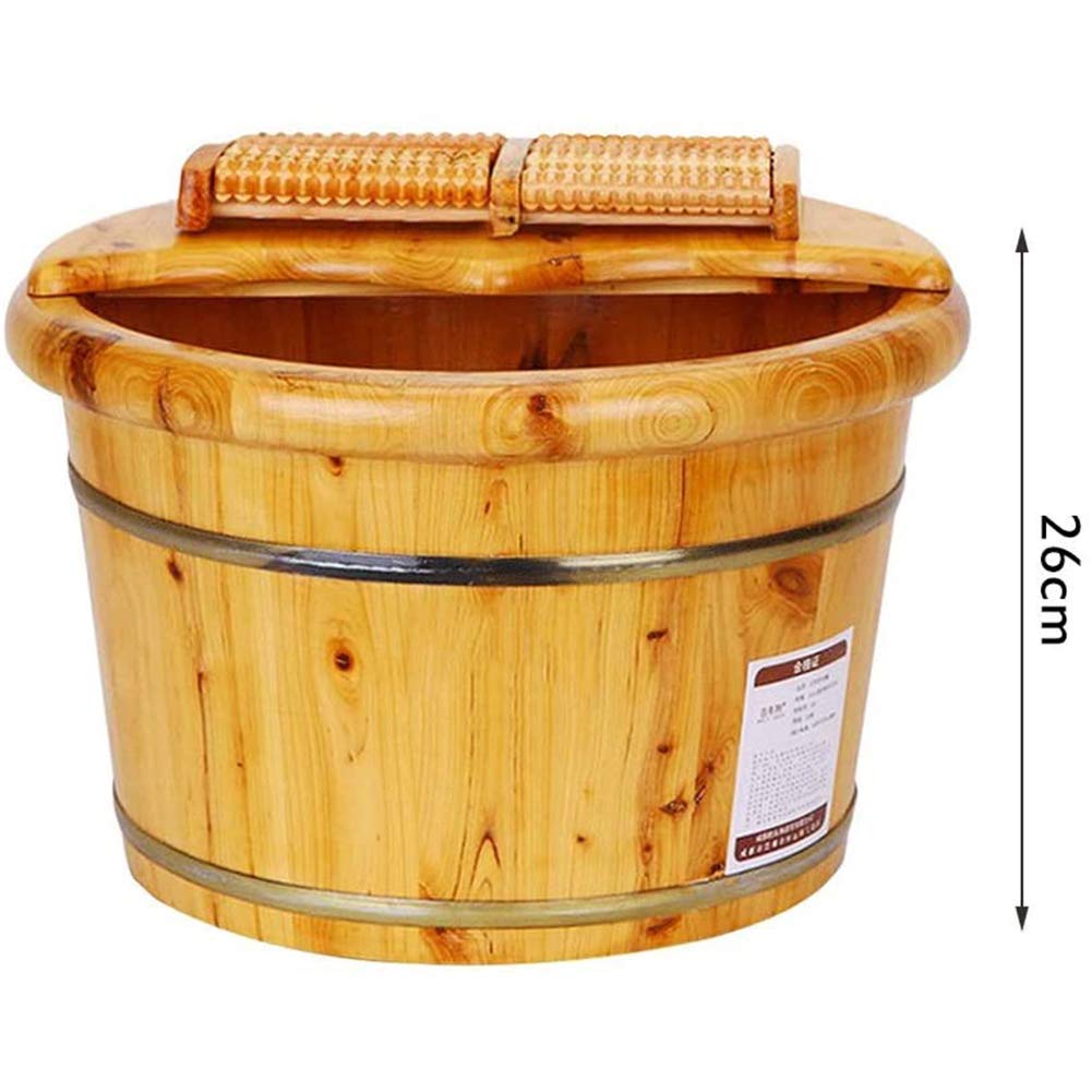 Vasca per Pediluvio in Legno, Vasca per Pediluvio in Legno Massello di Cedro per Pediluvio, Vasca per Pedicure, Massaggio Termale, con Coperchio Massaggiante