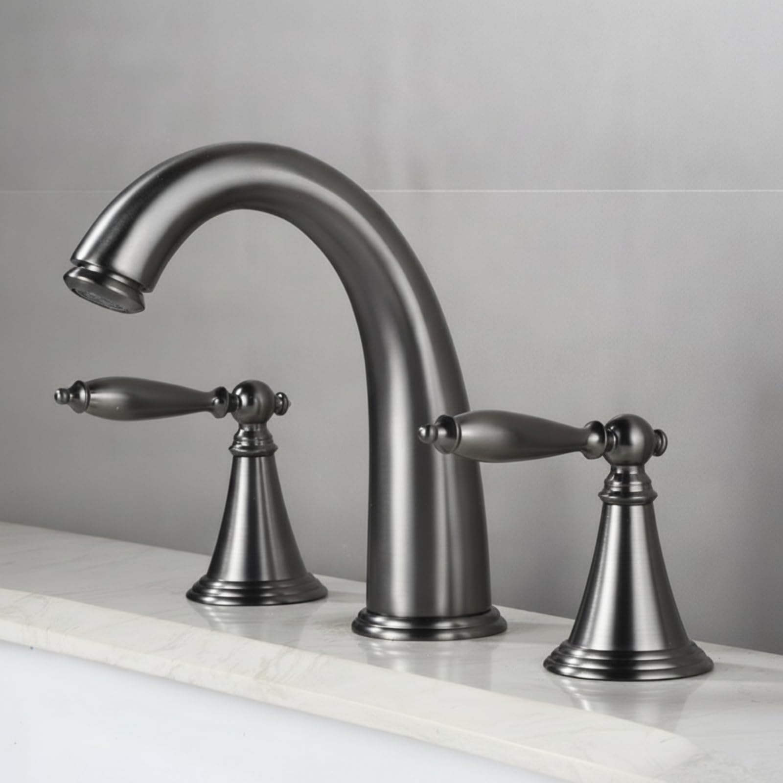 Grifo de Lavabo de 3 Agujeros,Grifo Separado para Lavabo de Encimera, Plata