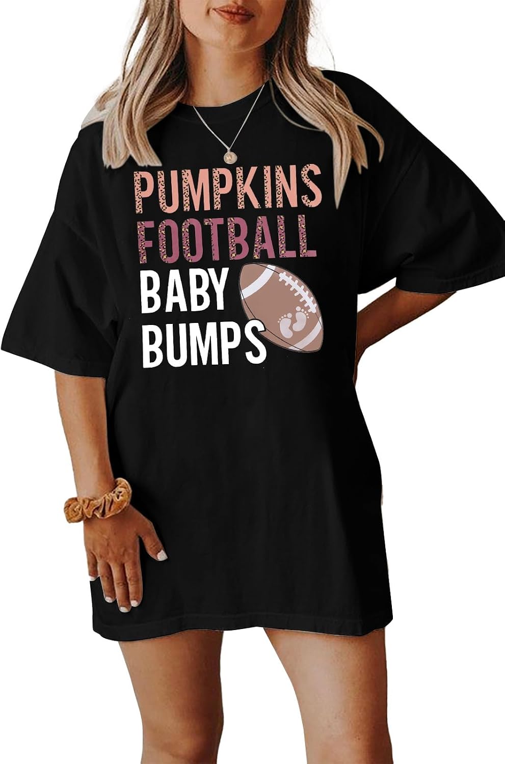 Maternity Pumpkins Football Shirt Women: Thanksgiving Pregnancy Tops Oversized Pumpkins T-Shirt Fall Football Tees