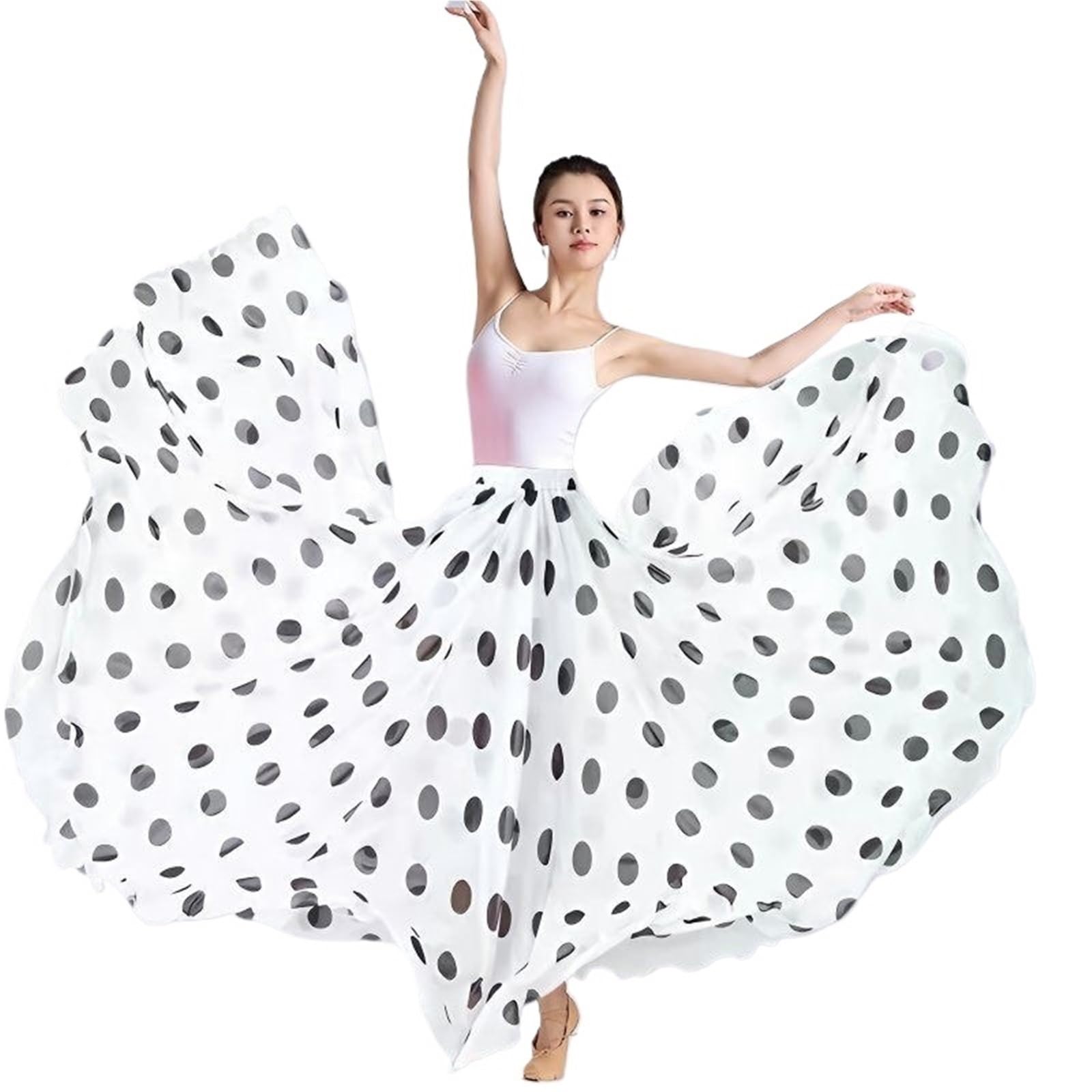 Gonna a Vita Alta for Danza Classica, Abbigliamento for Flamenco, Gonna con Stampa a Pois, Abito da Spettacolo sul palco