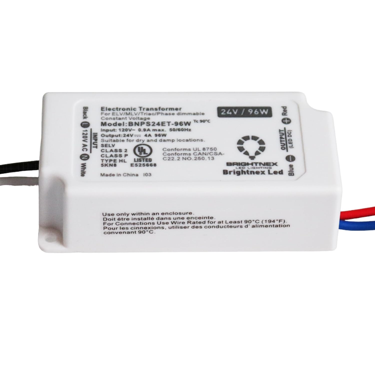 LA LED Lighting 24V, 96W Small Dimmable LED Driver (Transformer) - Small Size: 3.31x1.57x0.98 inch (L*W*H)- Compatible with Triac/ELV/MLV dimming- UL-RC, Class 2, Type HL-for Damp and Dry Location