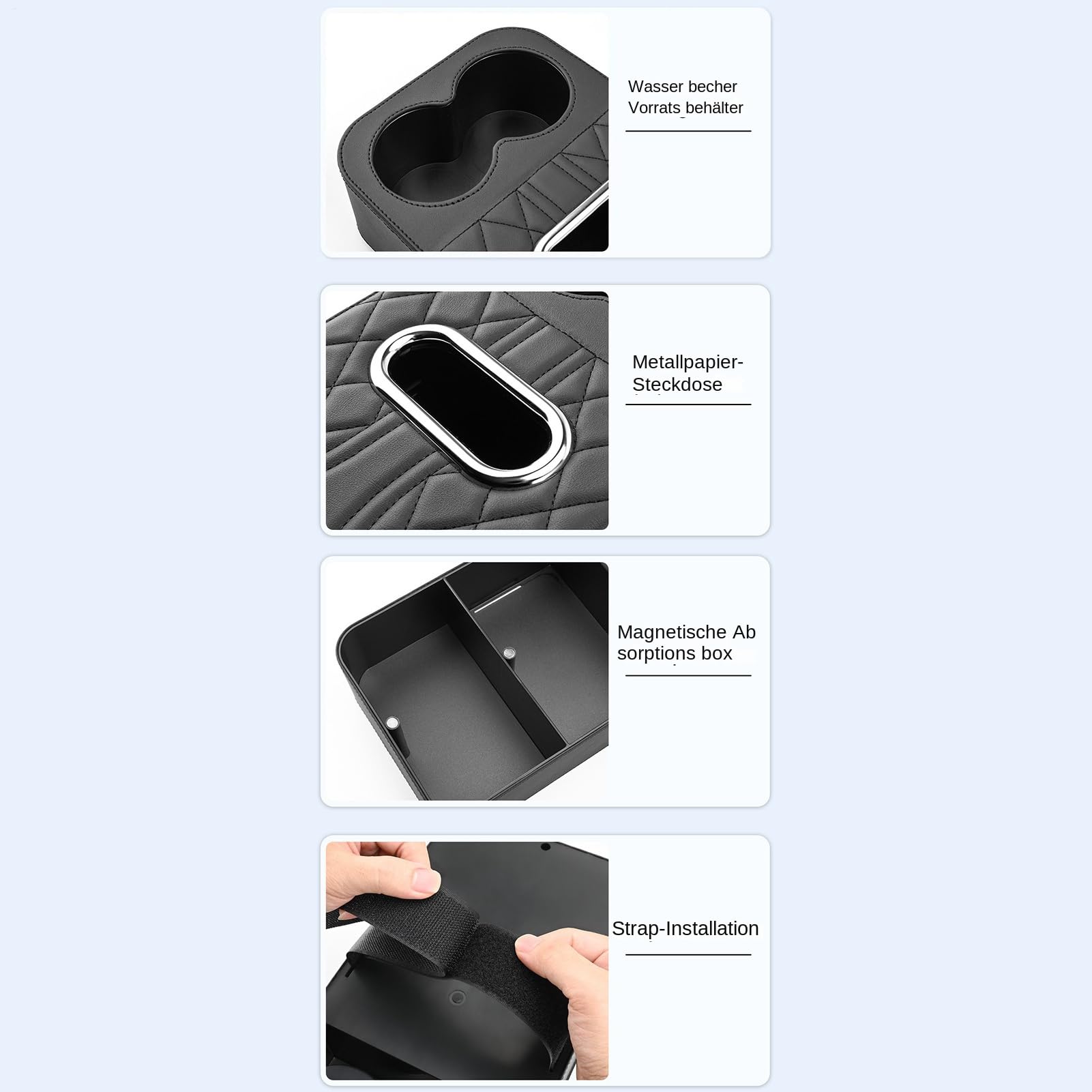 Organizer Podłokietnika Samochodowego Podwyższona Nakładka Składania