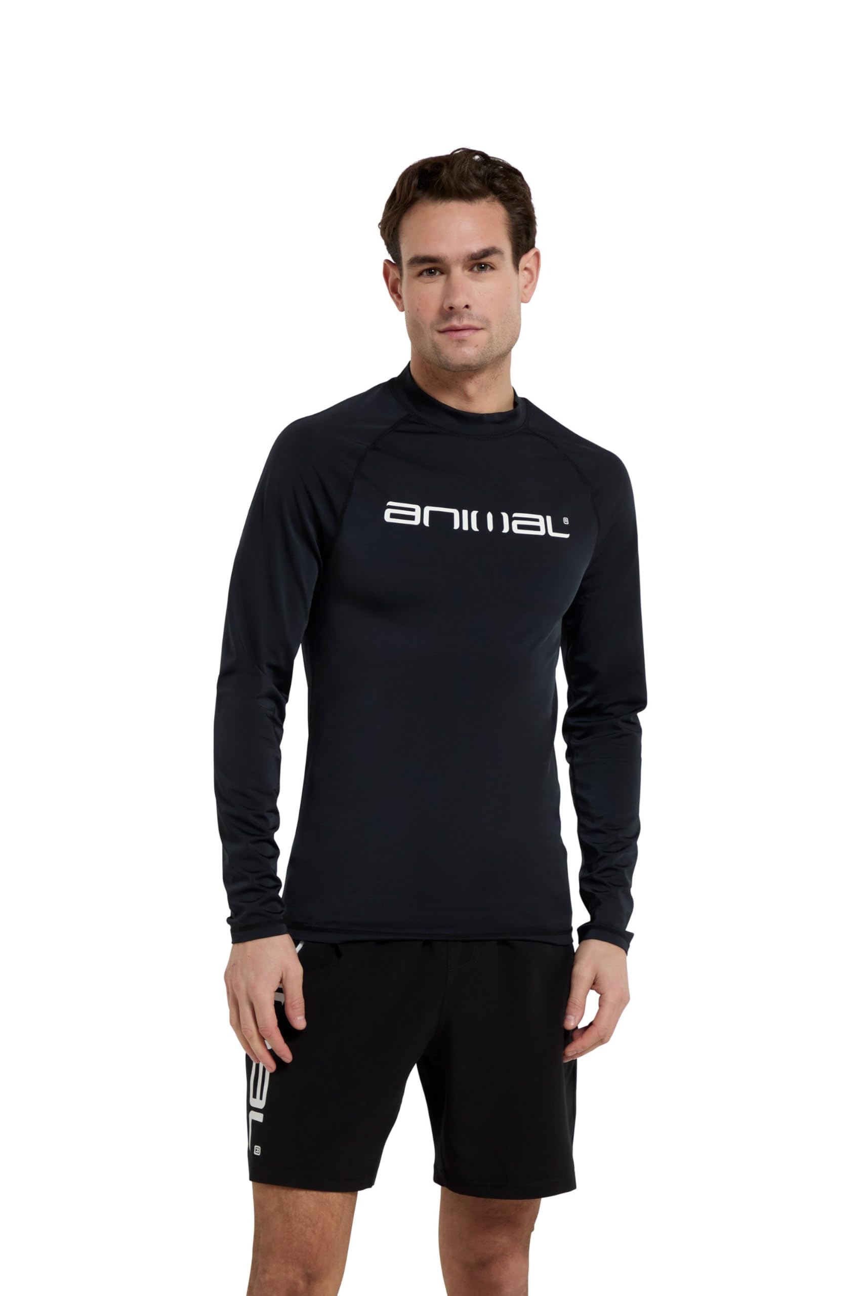 Animal Sonny Mens Long Sleeve Rash Vest - Black - UPF 50+ Sun Protection - Quick Dry - Size S