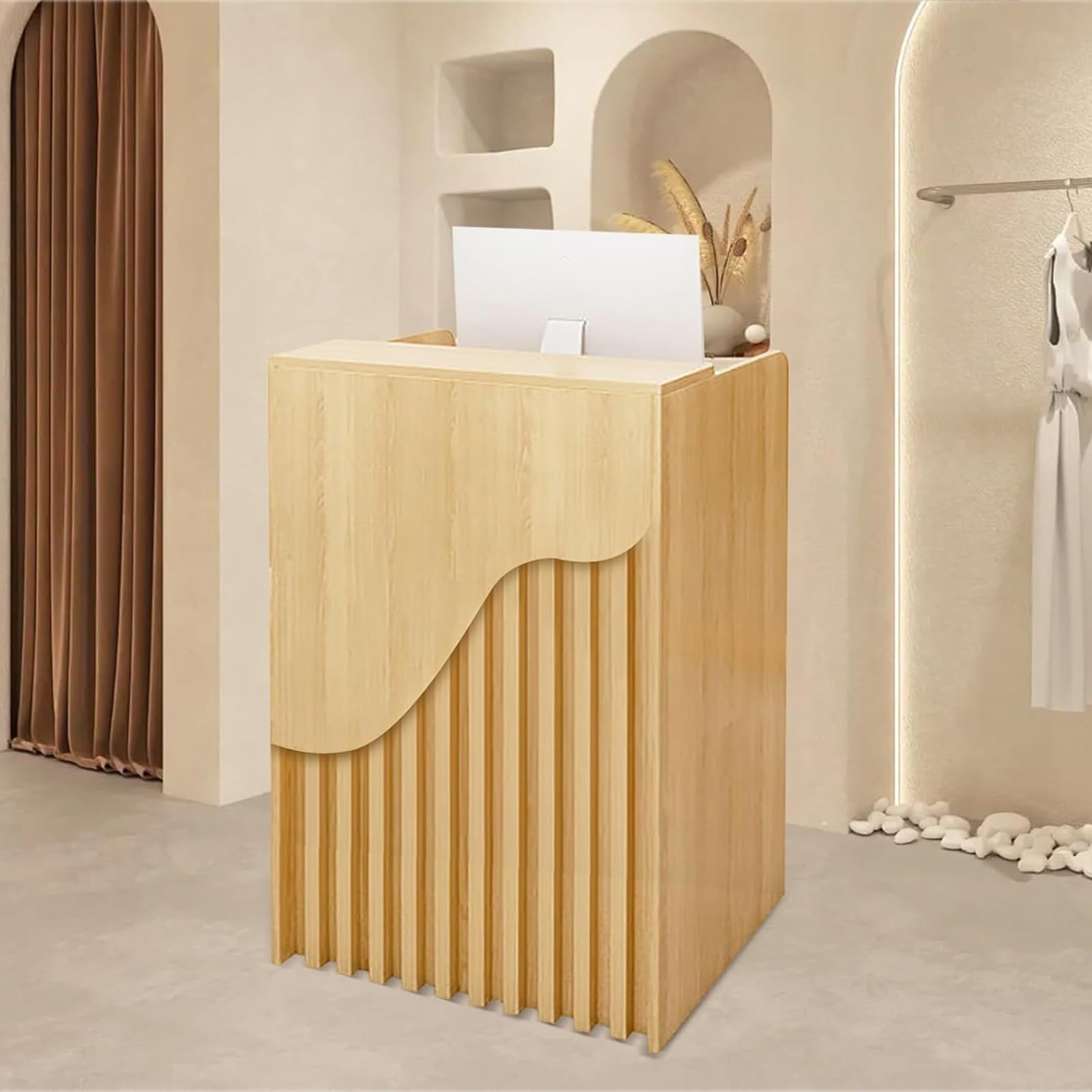 Mostrador De Recepción Pequeño, Moderno Mostrador De Oficina, Mesa De Recepción De 96 Cm, con Cajón con Cerradura, para Caja, Vestíbulo, Salón Y Área De Recepción