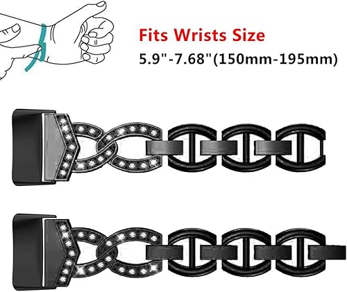 Miniatura 5 de Abanen Bandas de aleación de cristal para Fitbit Charge 6Charge 5, bandas brillantes ajustables para mujer, pulseras ligeras talladas huecas para