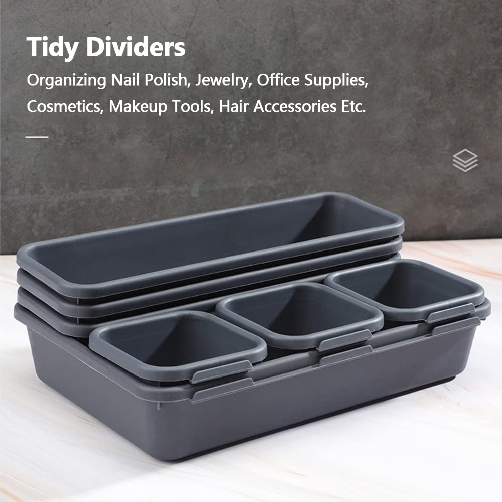 Addis 8 scomparti per cassetti ad incastro in plastica, per cucina, ufficio, scrivania, trucco, gioielli, artigianato, bagno, organizzazione, colore: bianco