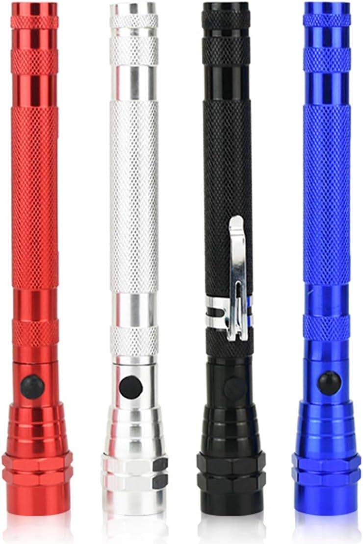 Modoao Men's 4 Pack Gifts For Telescoping Magnetic Flashlights, Magnetic Telescopic Elastic Picking Tools, Led Telescopic Flexible Extensible Flashlights, For Easy Retrieval Of Metal Tools