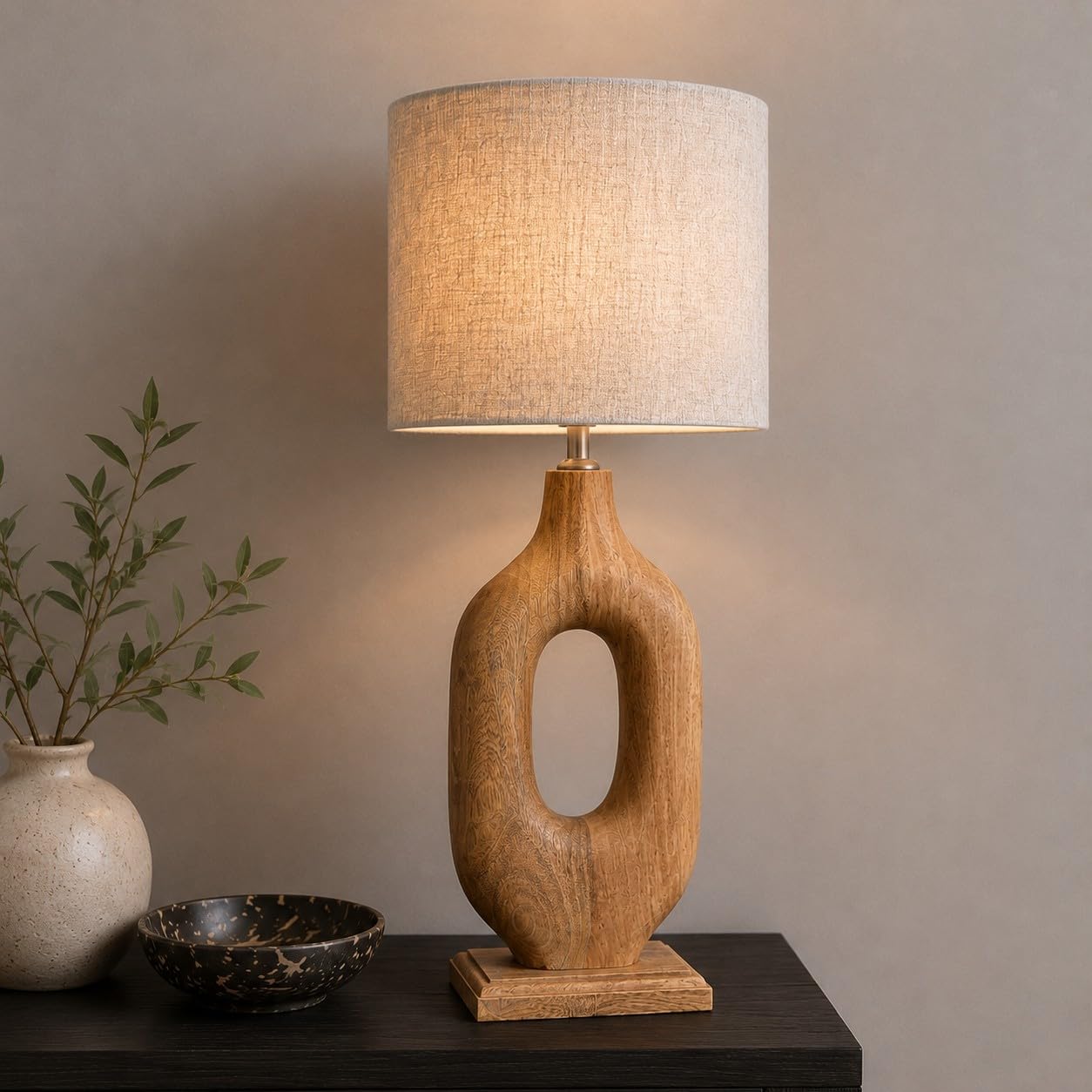 Elm Home And Garden Solid Wood Table Lamp - Natural