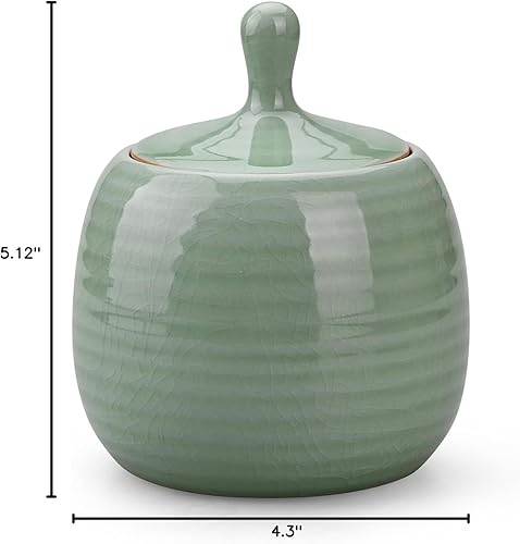 Miniatura 8 de Kitchen Canisters - Tarro de cerámica vintage para almacenamiento de alimentos con tapa hermética para té, café, hierbas, azúcar, especias, nueces