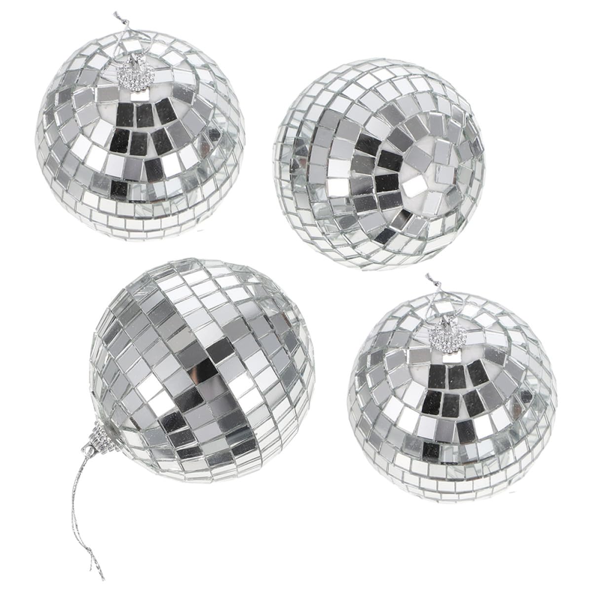 4Pcs Small Disco Ball Hanging Ornaments 8Cm Mirror Reflective Balls for Dance Floors and Photo Props Shatterproof Party Decorations