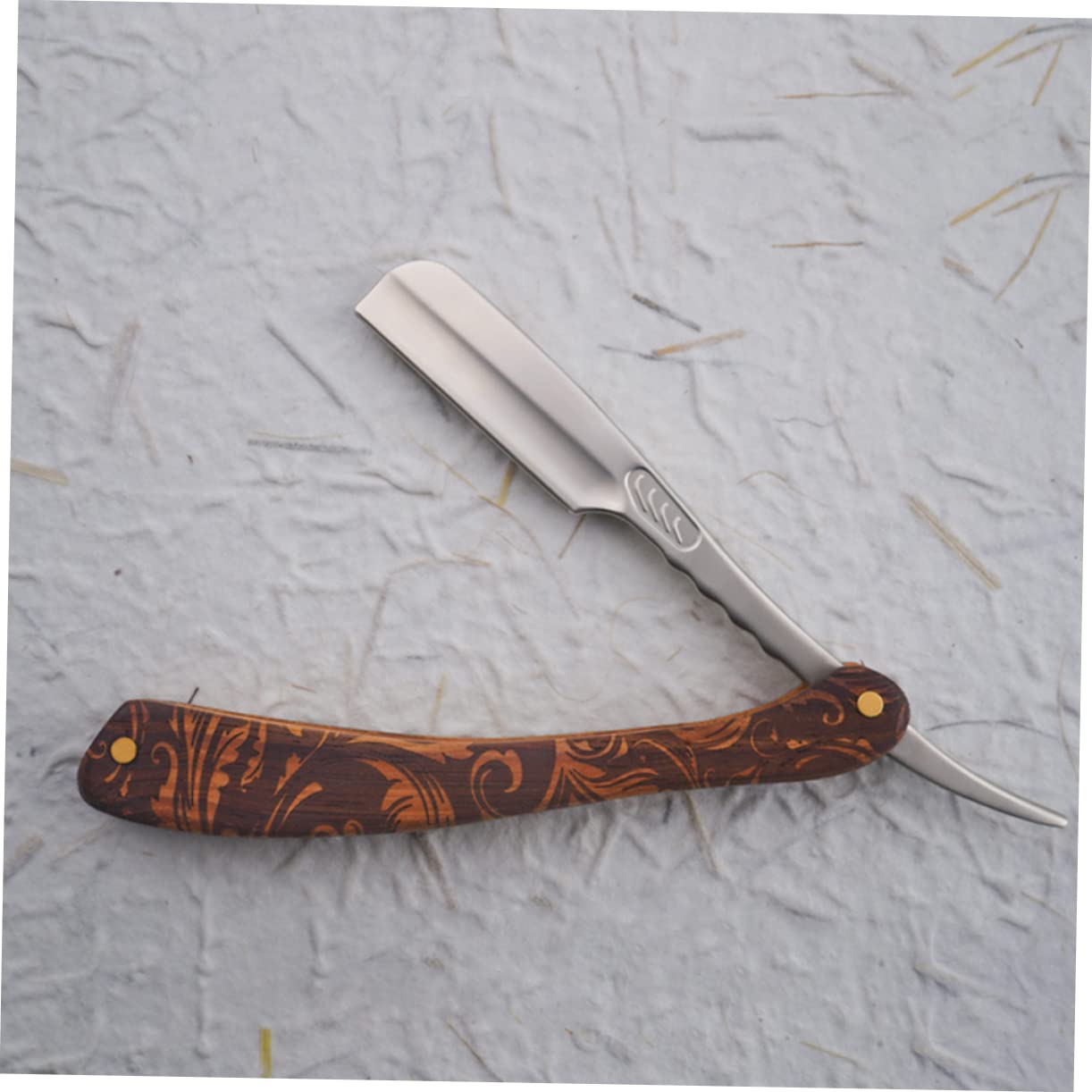 Didiseaon Rasoio Pieghevole in Acciaio Inossidabile con Manico in Legno Vintage per Uso Domestico e Commerciale, Sicurezza Anti-taglio per Barba e Viso