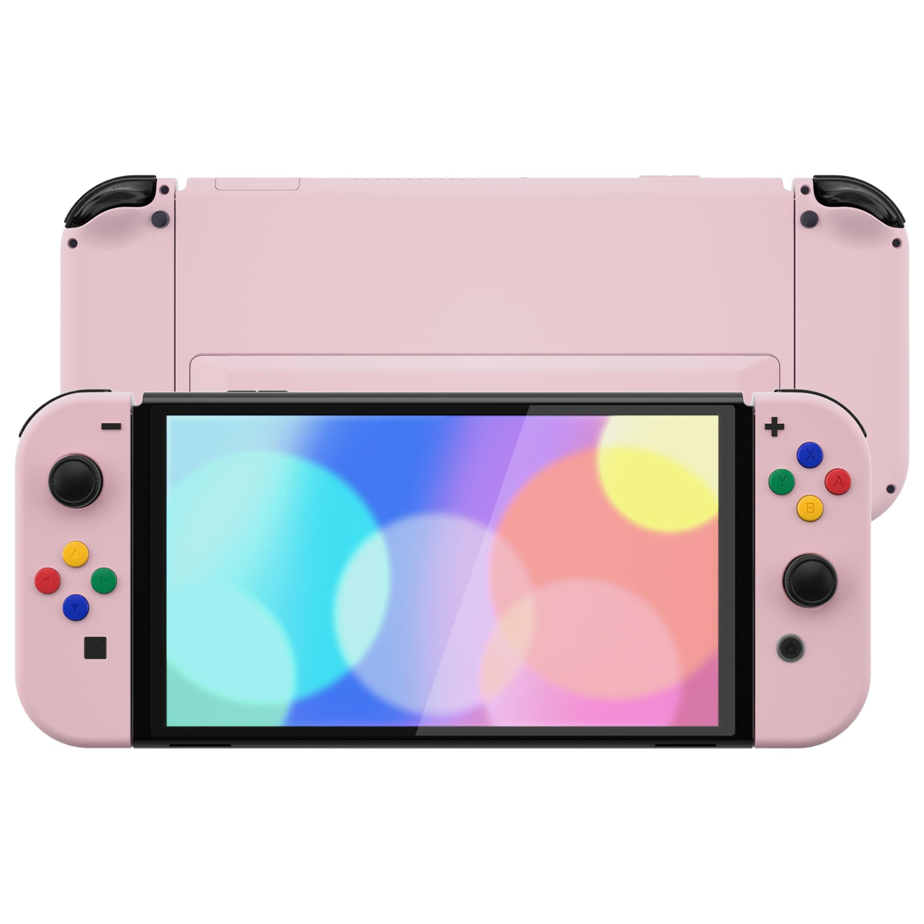 eXtremeRate Coque Complète de Remplacement avec Bouton pour Nintendo Switch OLED, Coque avec Bouton avec Support pour PC Personnalisé pour Nintendo Switch OLED, Rose Cerise