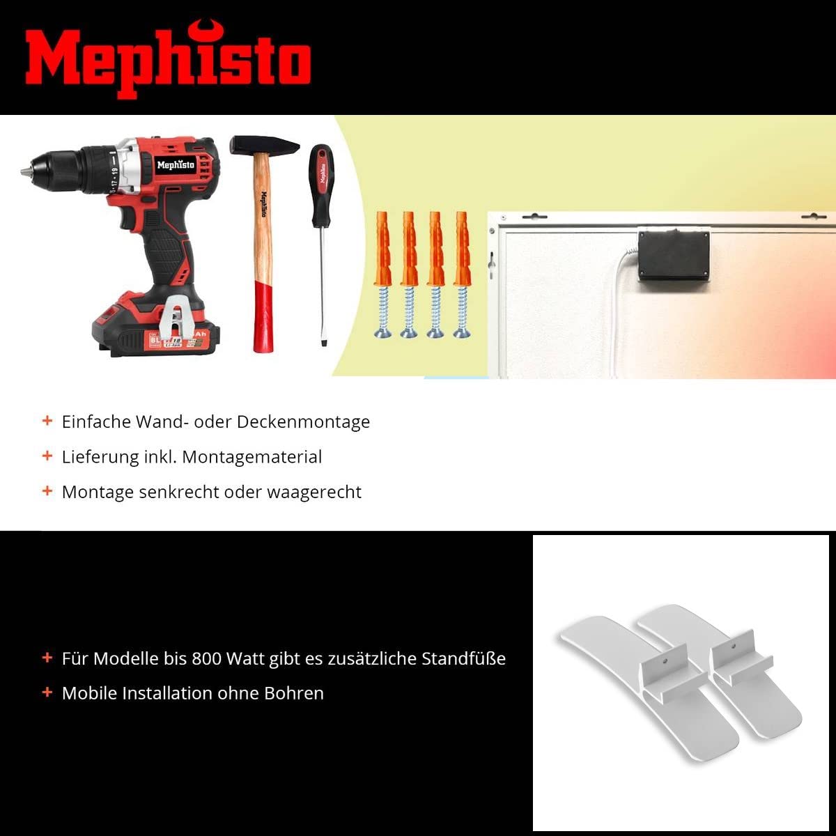 Mephisto Calefacción por infrarrojos, calefacción de pared y techo, ahorro de energía, calefacción eléctrica, incluye control remoto y termostato, control de aplicaciones Wi-Fi 300-1200 W, potencia en