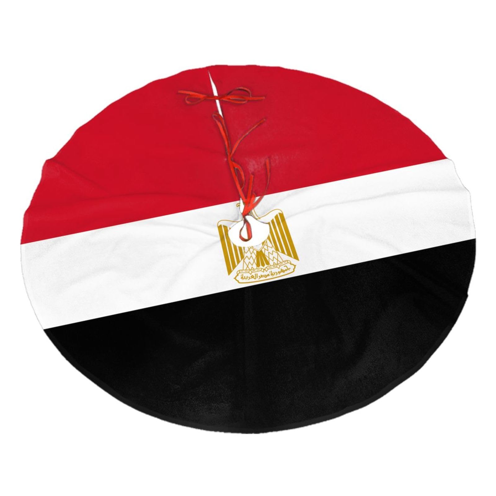 Egyptian Flag Printed Christmas Tree Skirt Christmas Plush Tree Skirt 48 inches (About 112.2 cm) Christmas