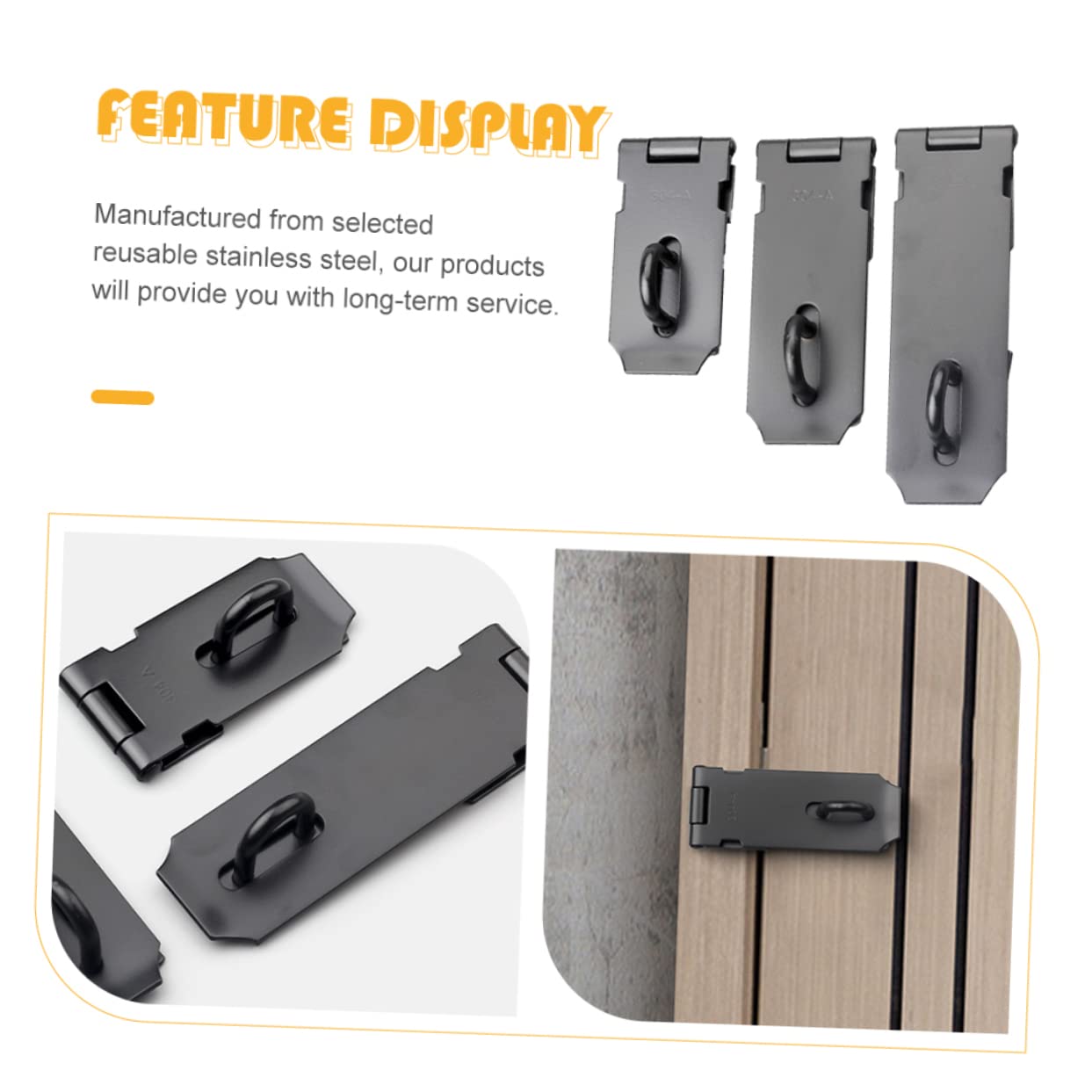 LIFKICH Security Gate Lock Latch Thick Door Lock Buckle Solid Stainless Steel Safety Clasp