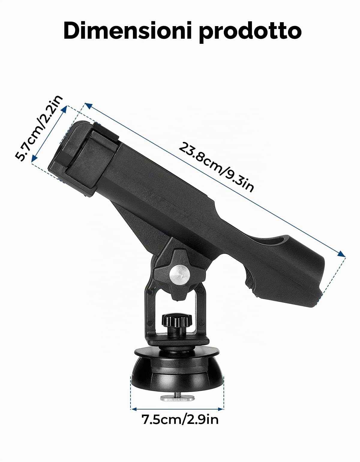 KEMIMOTO Supporto per canna da pesca per kayak, supporto per canne da pesca con vite a forma di T montato sulla guida o kayak, canoa, barca da pesca