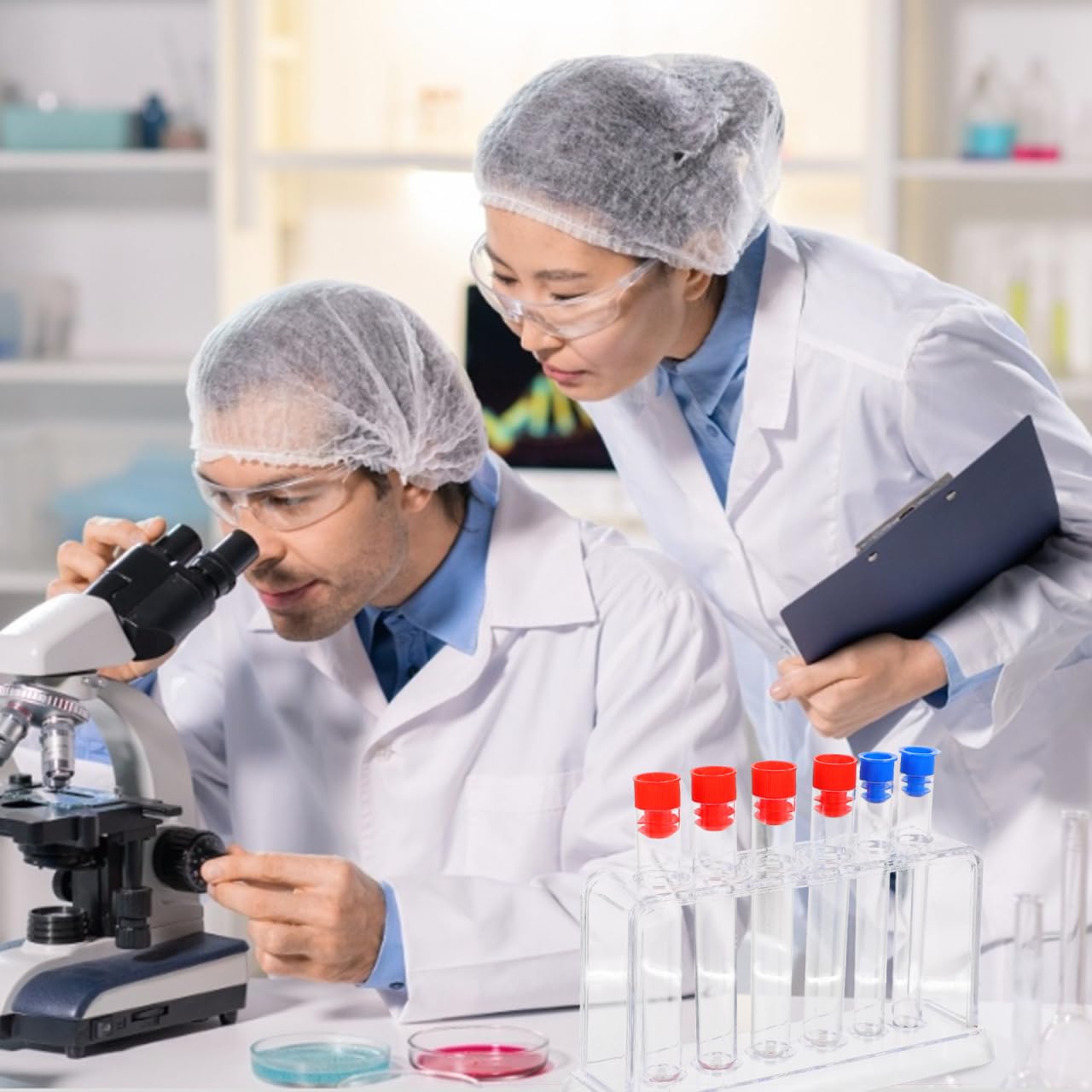 generic Portaprovette in Plastica Trasparente 6 Scomparti Supporto Per Tubo Di Test Laboratorio 6 Provette Organizer Compatto 6.69X5.12X1.97In Per Scuola Ricerca Scientifica