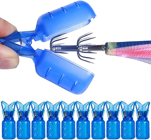Gaderth 10 piezas de cubierta de ganchos de calamar de pesca, cubierta de gancho de pesca de PVC, funda protectora de gancho de calamar, tapas de