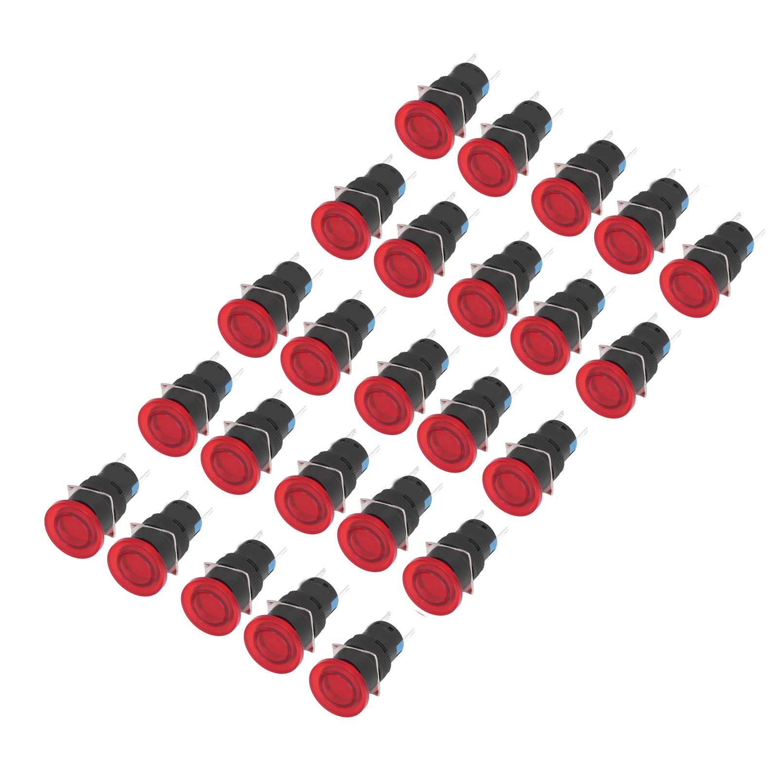 Cocoarm Interruptor de Botón, 25PCS 16 Mm Interruptor de Botón Autoblocante con Luz, de Cabeza de Hongo de Contacto Plateado, 1NO 1NC AC DC24V para Máquinas Herramientas Equipos Textiles (AC/DC12V)