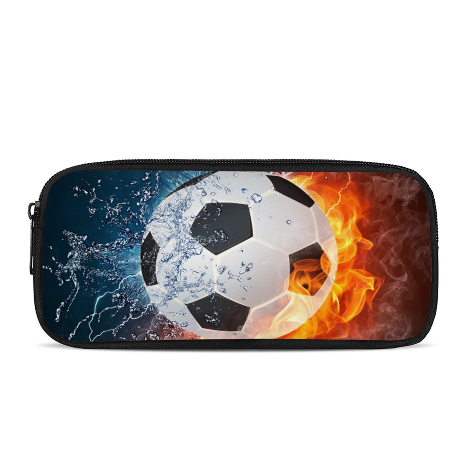 Kuiaobaty Fire Soccer Printed Pencil Case for Kids 3D Football Pencil Pouch for Teens Boy Children Durable Pen Case