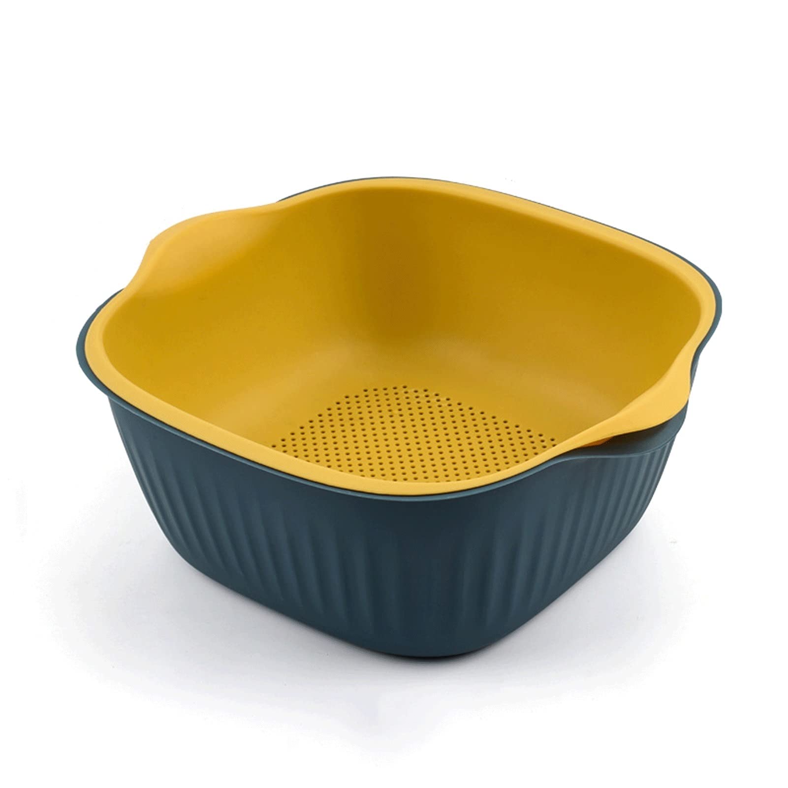 Escurreplatos Limpieza de Doble Capa Cuenca de Vegetal Cesta de Drenaje Cocina Cesta de Verduras Cesta de la casa Limpieza de la Cesta de arroz Fruta Escurridor de Platos(C,M24.5CM)