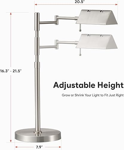 Miniatura 5 de VONLUCE Lámpara LED de escritorio de farmacia, brazo oscilante, diseño industrial para lectura, manualidades, trabajo, LED de 10 W, altura