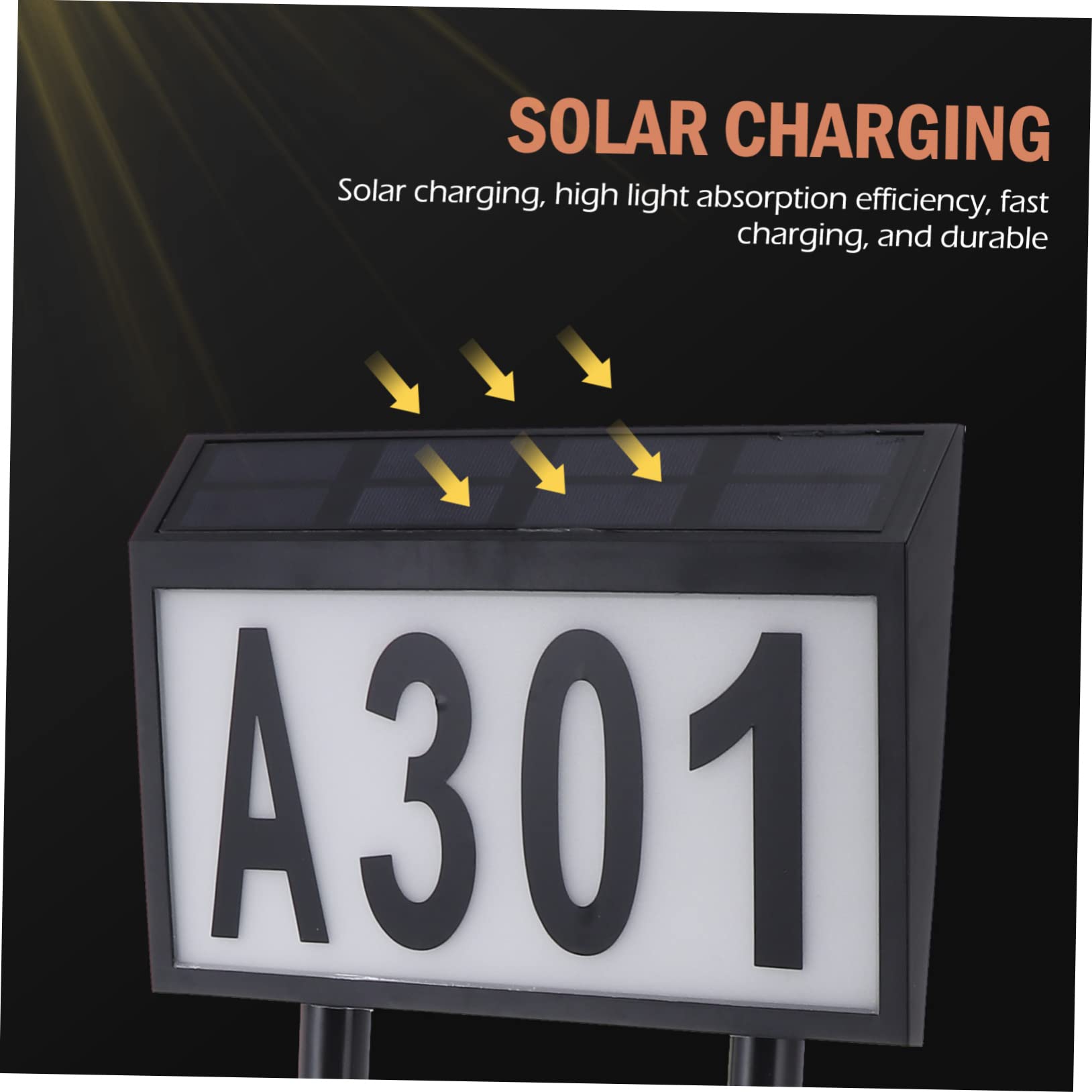 Lampada Solare da Esterno Porta Numeri a Terra LED 10 LED Nero Batteria 1200mah per Negozi di Fiori e Hotel