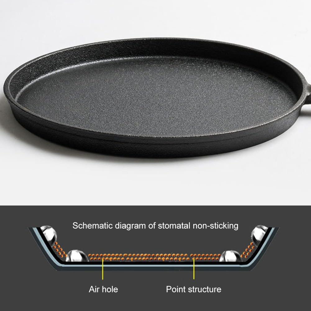 Hierro fundido grueso sin sartén de 26 cm para cocinar crepes de panqueques