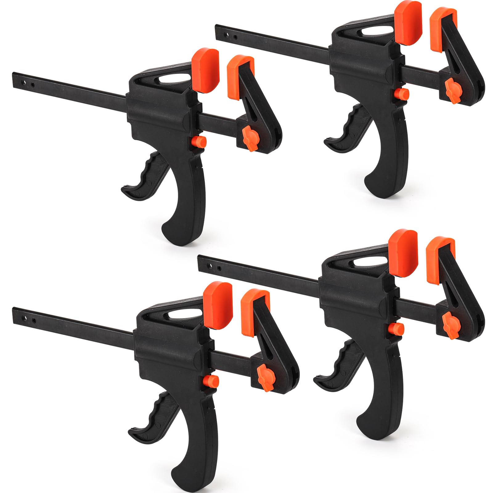 SOUJOY 4-Pack 6-Inch Bar Clamps - One-Handed F Clamps With 150LB Capacity For Woodworking
