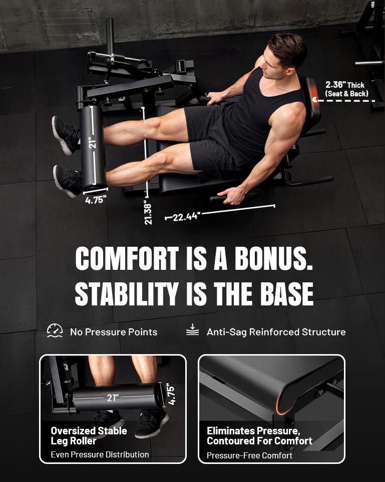 Image of Mikolo Leg Extension and Curl Machine, Adjustable Leg Curl Machine for Home Gym, Seated Leg Extension and Lying Leg Curl Machine, Leg Workout Equipment with 1:1 Resistance System