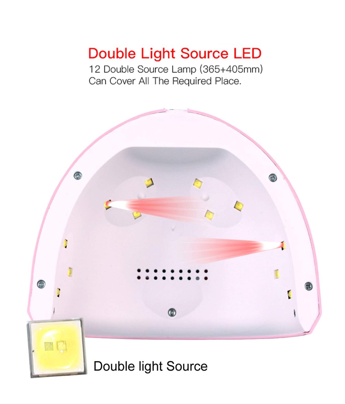 lampada per unghie, Sensore automatico for lampada polimerizzante gel Polygel da 36 W(Pink)