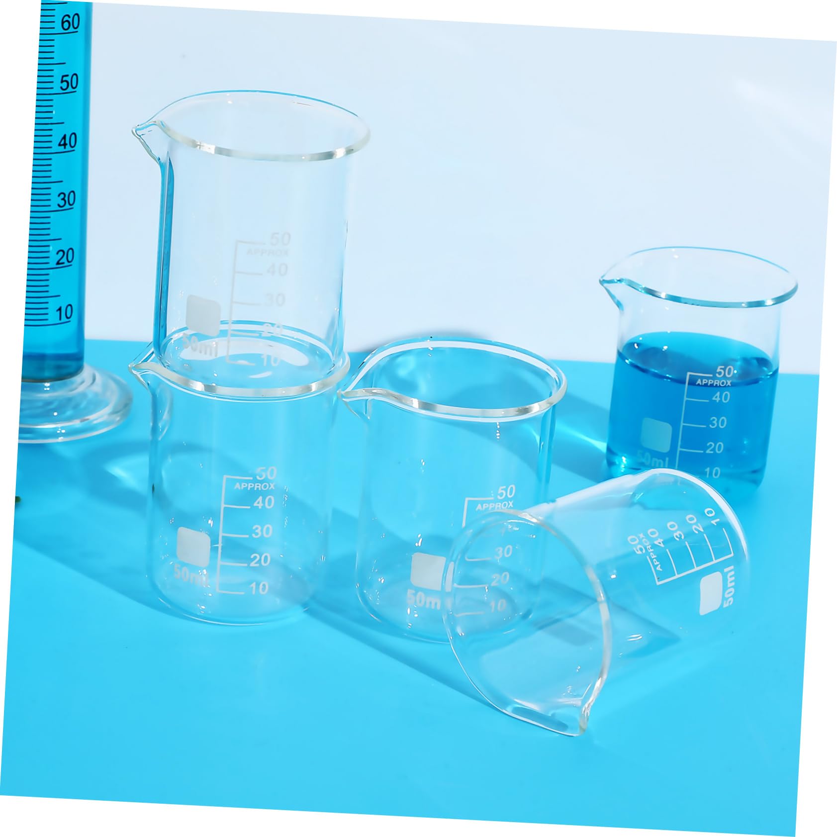 GLEAVI Vasos de Precipitados Medidores Precisos y Fáciles de Limpiar 20 de Vidrio de 50ml Paquete de 20 Unidades para Laboratorio para Uso Científico