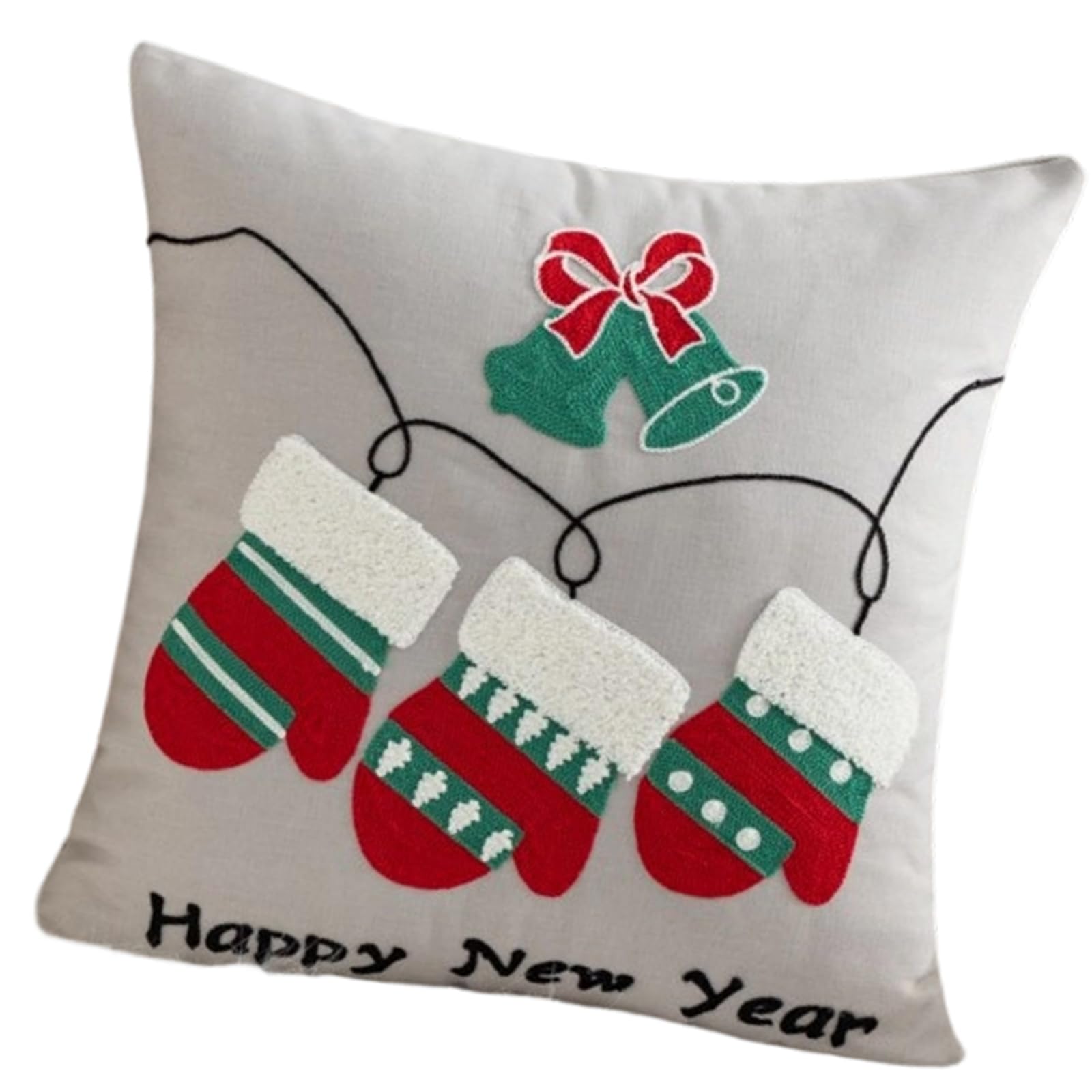 Kalttoy Holiday Embroidered Santa Pillow Cover Canvas Christmas Decor Zippered Cushion Case Festive Home Throw Accent Christmas Santa Pillow Cover