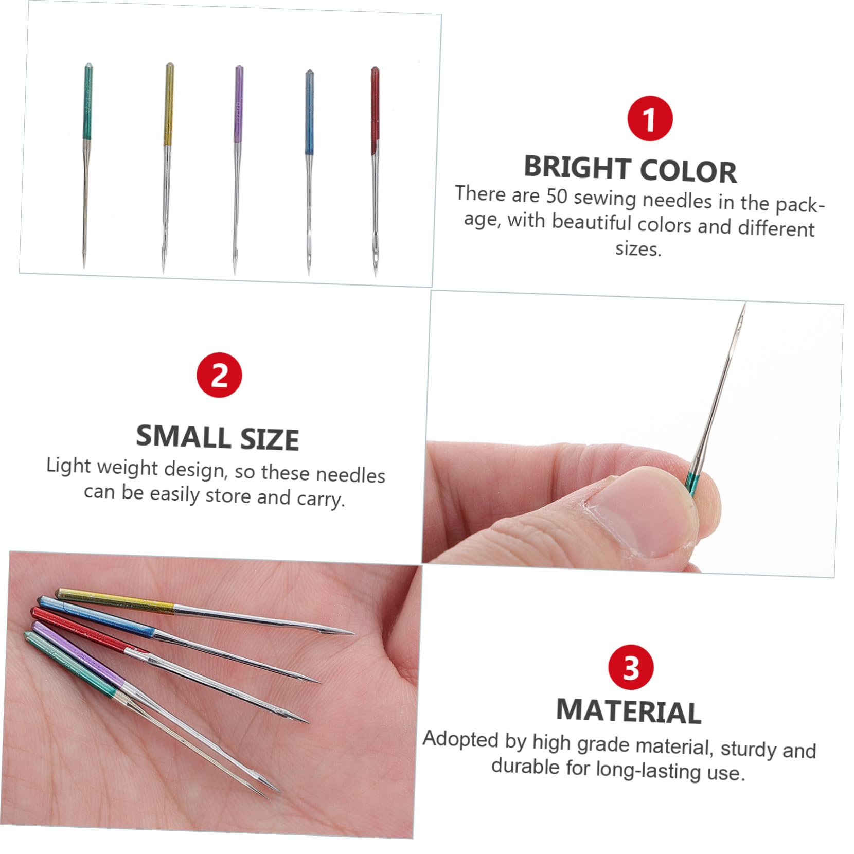Angoily y Ligeras Resistentes 50 Agujas para Máquina de Coser de Metal Ideales para Jeans y Lona en Costura Doméstica