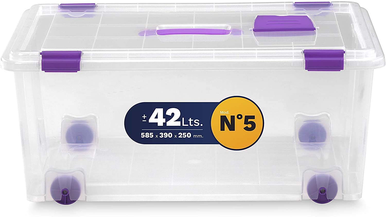 COM-FORT HOUSE Caja Plástico Almacenaje Grandes Multiusos con Asa y Ruedas - Medidas 585 x 390 x 250 - Capacidad de 42 litros (4)