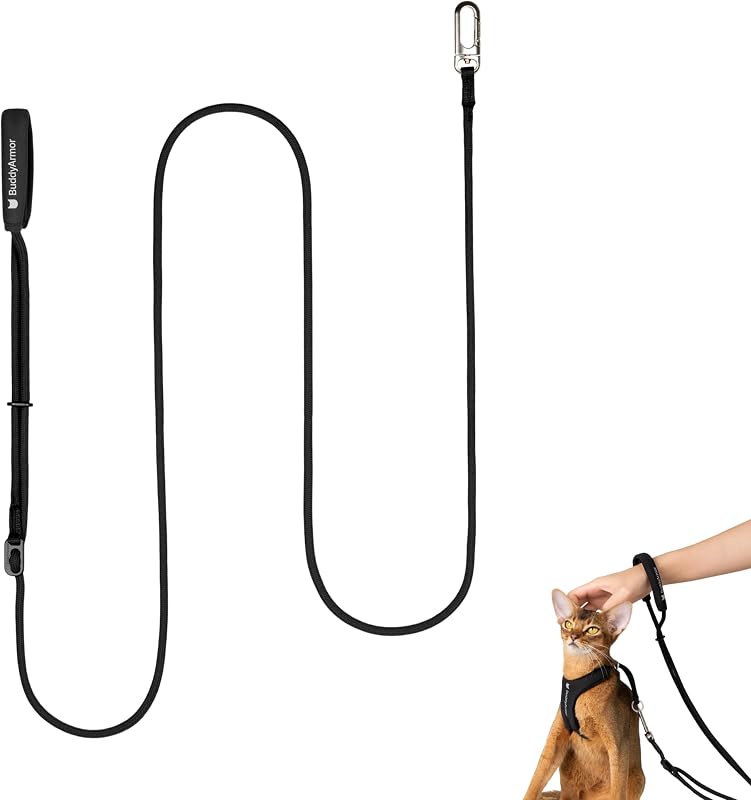 Guia para Gatos BuddyArmor com Alça Acolchoada, Ajustável e Mãos Livres, Preta