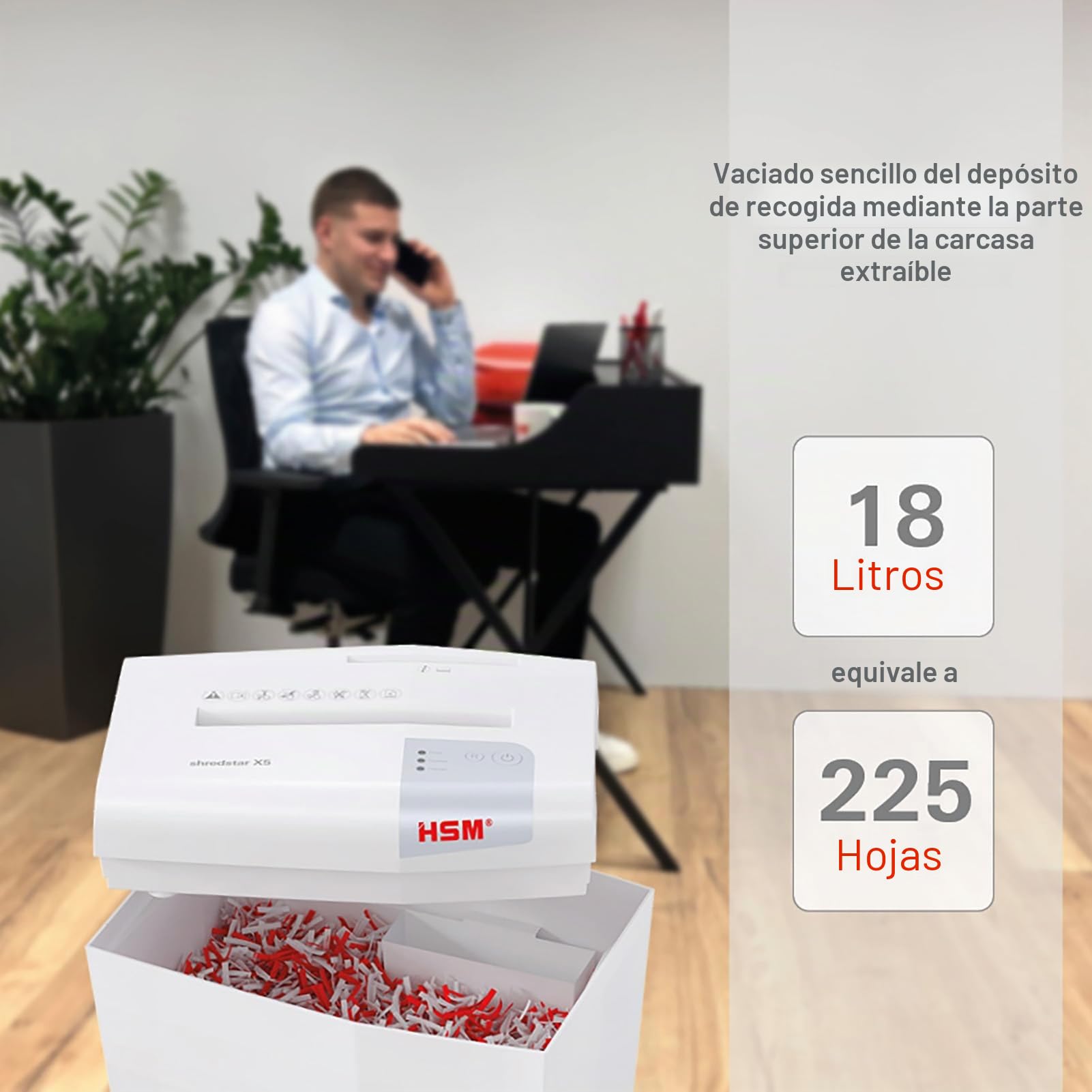 HSM Shredstar X5 - Destructora de documentos, 4.5 x 30 mm, color blanco plata