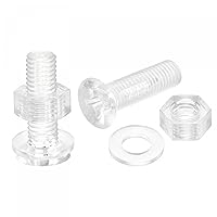 Vista 13 de uxcell Tornillos de máquina Phillips de plástico M6 x 0.472 in con tuercas y arandelas planas, pernos de máquina de cabeza plana de PC