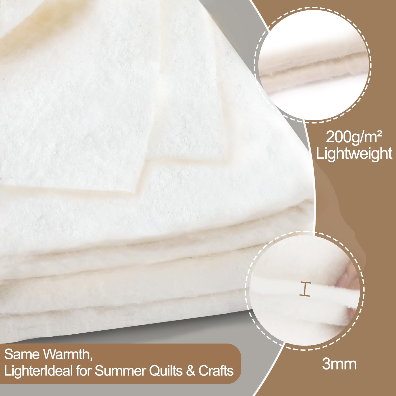 Natural Cotton Batting for Quilting & Sewing -2