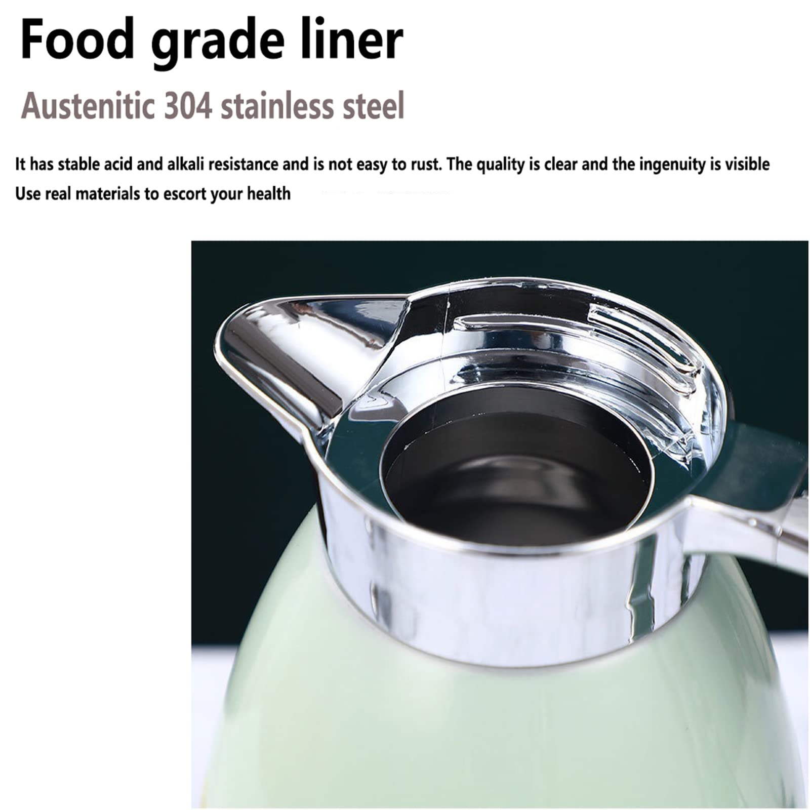 Dzbanek próżniowy, podwójne ścianki termosu próżniowe izolowane kawa herbata Carafe 304 Stal nierdzewna Podwójna ściana Próżniowa pula do kawy Thermal Carafe, 12 godzin retencji ciepła,Blue,1.8L