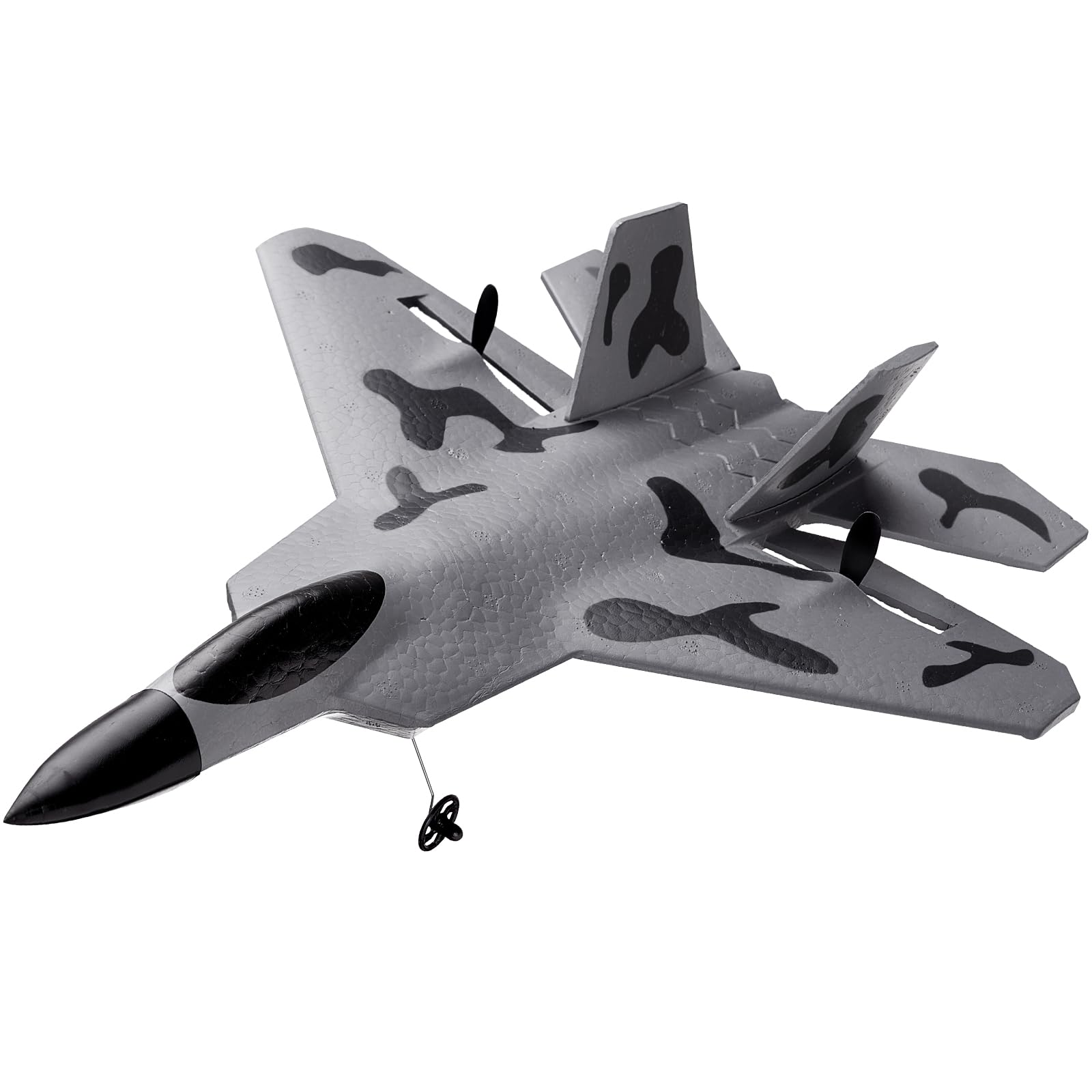 VEVOR RC Plane 2 Channel, Remote Control Airplane 2.4GHZ with 6-Axis Gyro Stabilizer&2 Batteries, F-22 Fighter Aircraft Plane Toy for Adults Kids Beginners Boys Birthday/Xmas Child Gift