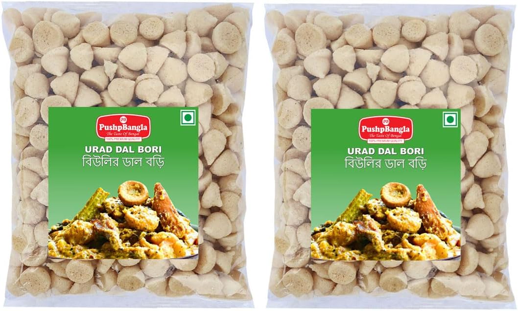 PushpBangla Premium Handmade Bengali Urad Dal Bori Small (Beuli Bori) (180gm Pack of 2)