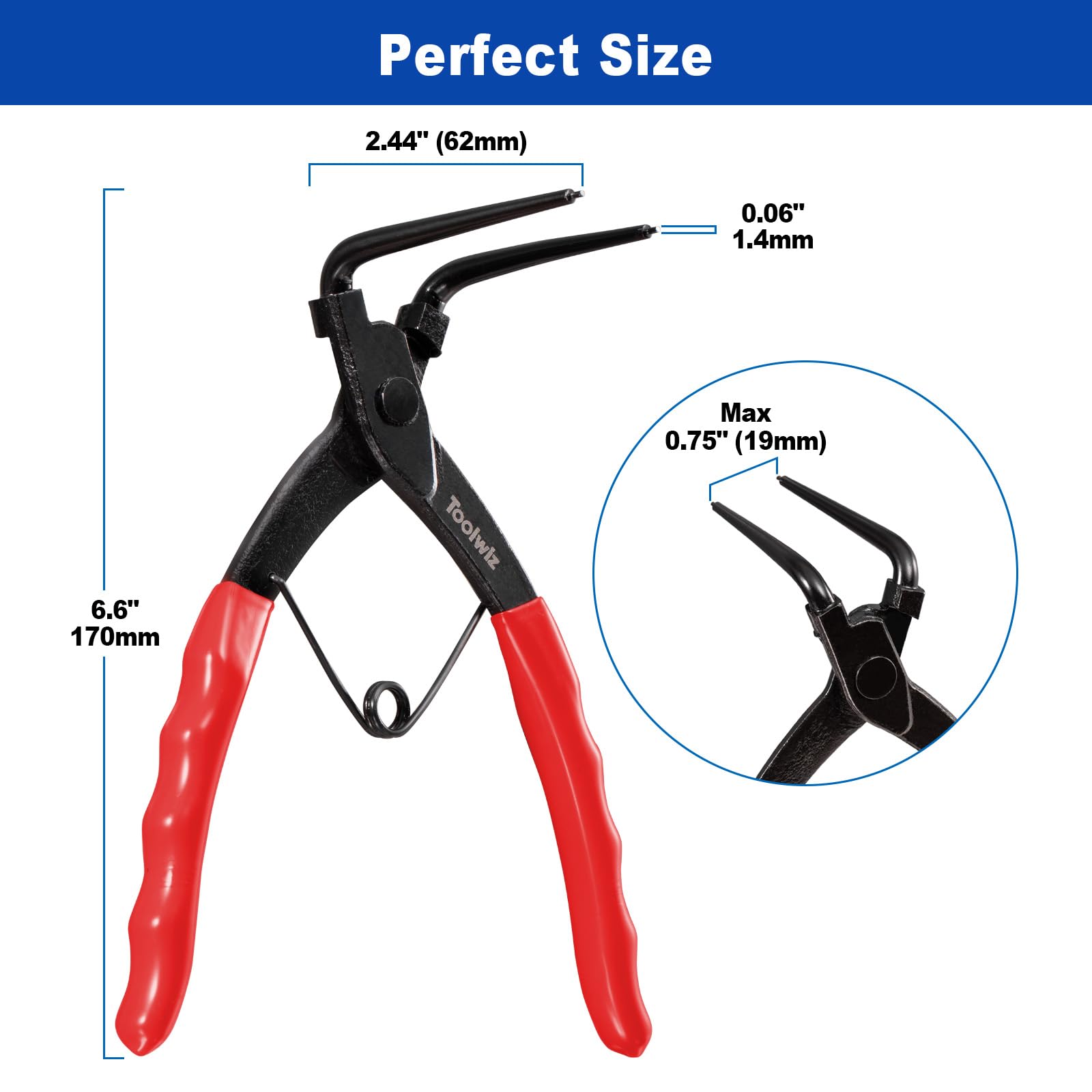 Toolwiz Heavy Duty Snap Ring Pliers - 90° Internal Circlip Pliers -6 Toolwiz Heavy Duty Snap Ring Pliers - 90° Internal Circlip Pliers -6