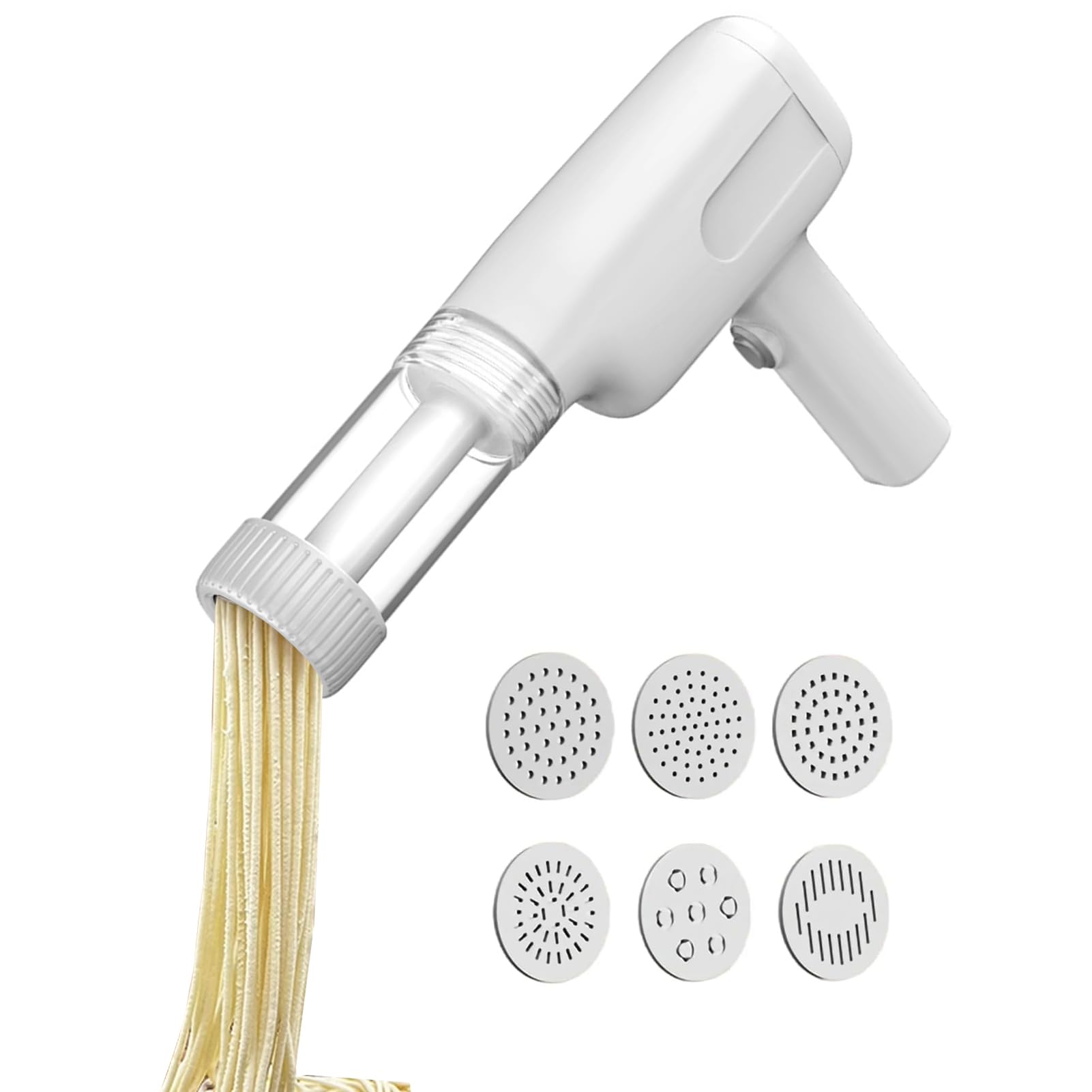FEELING MALL Electric Pasta Maker, 6-in-1 Cordless Pasta Machine, Portable Noodle Maker with Mould and Cutter, Automatic Dough Press,Homemade Ramen Spaghetti Maker Machine
