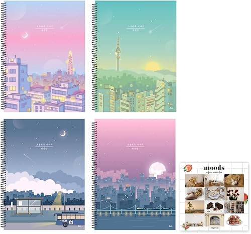 Bonito cuaderno de dibujo de planificación en espiral coreano sin forro en blanco para niñas, mujeres, universidad, escuela, 90 p cada uno, 7.4 x