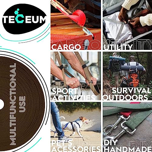 Image of TECEUM 3 /4 inch & 5 /8 inch & 1 inch & 1.5 inch & 2 inch Webbing - 10 25 50 Yards - 40+ Colors - Heavy Duty 1 Inch 1.5 Inch 2 Inch Backpack Straps - Webbing for Outdoors Indoors Crafting DIY
