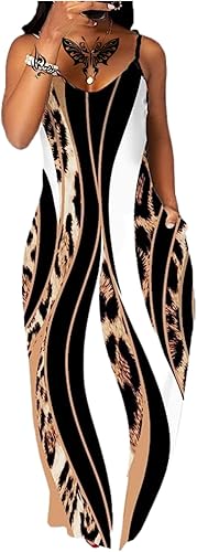 Miniatura 5 de Vestido largo de verano para mujer, estilo casual, bohemio, sin mangas, con tirantes fruncidos, escalonados, para playa