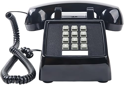 Miniatura 9 de Teléfono fijo clásico retro (compatible con audífonos), teléfono de escritorio 2500 con volumen ajustable, teléfono analógico vintage con tono de