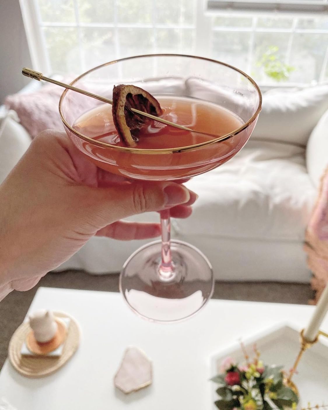 pink champagne martini glasses 5 OZ Champagne Coupe Glasses Classic Cocktail Glassware Gilded Dessert Cup Creative Unique Set of 2 - Image 7